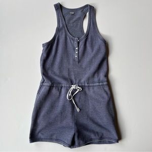 Aerie Romper Sleeveless Playsuit Womens Cozy Fleece Drawstring XS Button Front